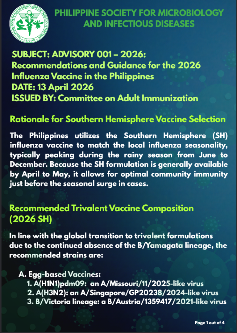 Recommendations and Guidance for the 2026 Influenza Vaccine in the Philippines
